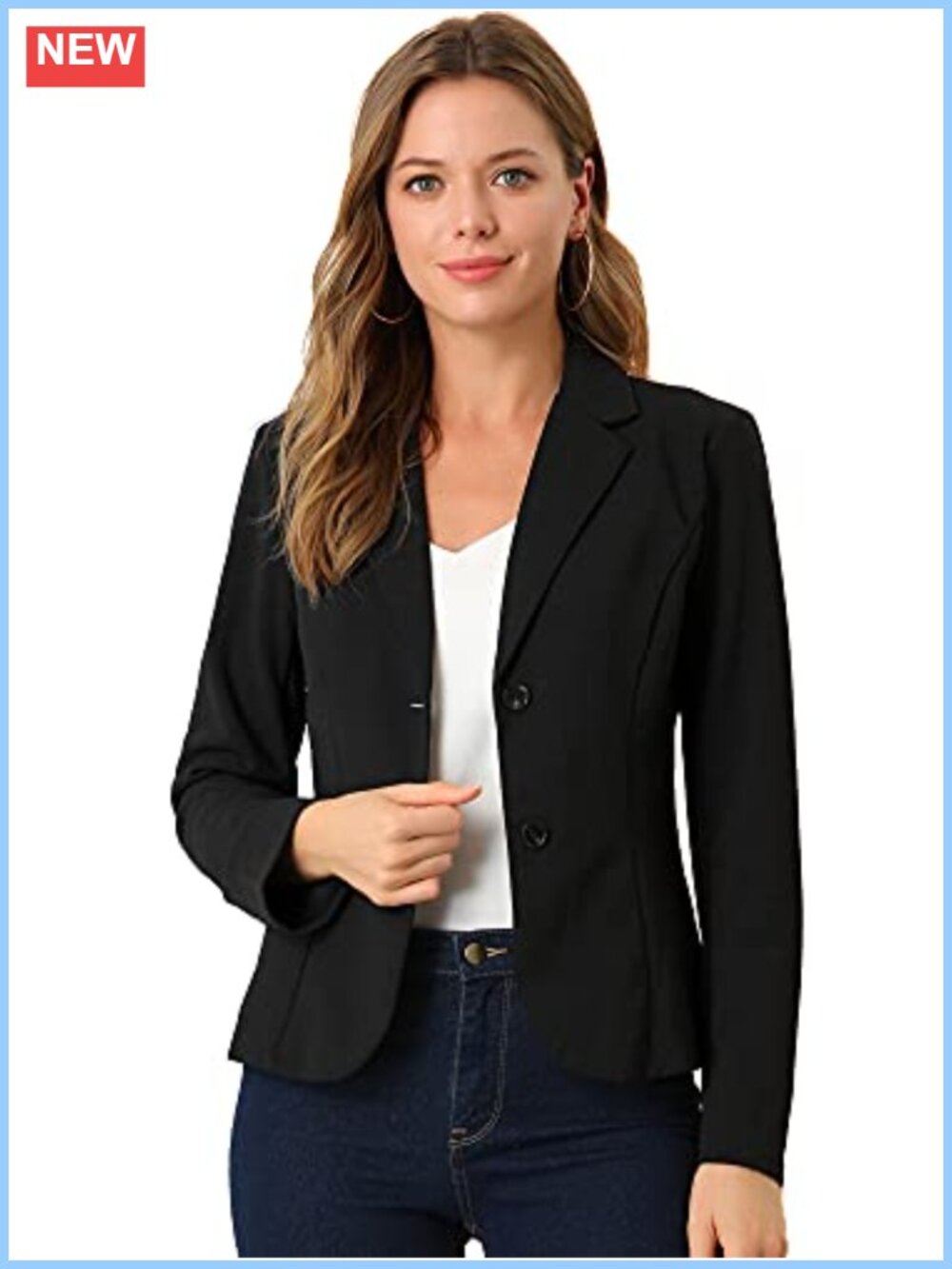 Women's Knit Stretch Blazer Suit Jacket for Work Office